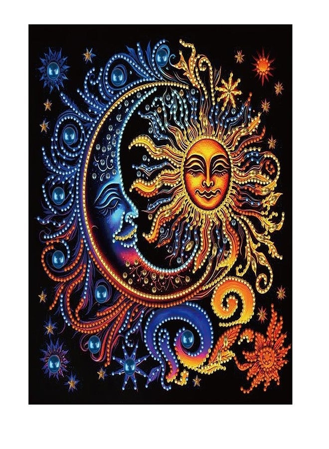 TREXEE Diamond Painting Kits for Adults, 5D Special Shape Diamond Art Kits for Beginners, Crystal Rhinestones Diamond Painting for Home Wall Decoration Gift (12×12 inch) Sun and Moon - Image 1
